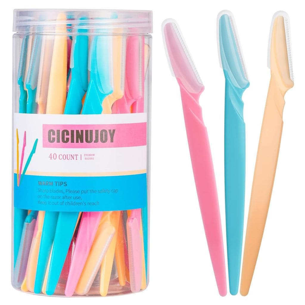 Conjunto de 40 peças de lâminas para sobrancelhas femininas, kit de remoção de pelos faciais, ferramentas para raspagem