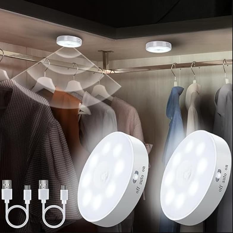 Lâmpada LED Recarregável Sem Fio Bicolor com Sensor de Presença – Luminária Inteligente 2unidades