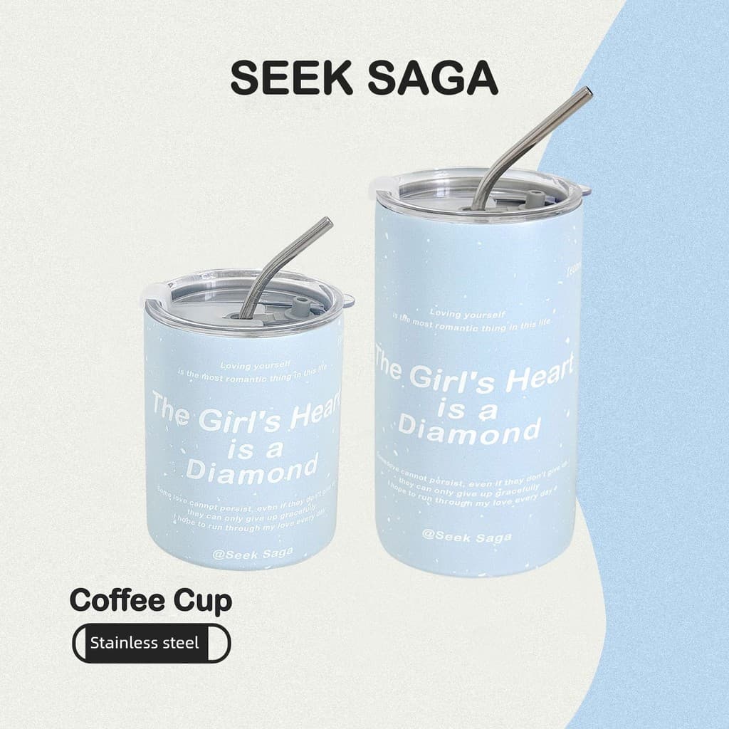 SEEKSAGA Original criativo azul de alto valor copo portátil de aço inoxidável palha copo de água xícara de café portátil