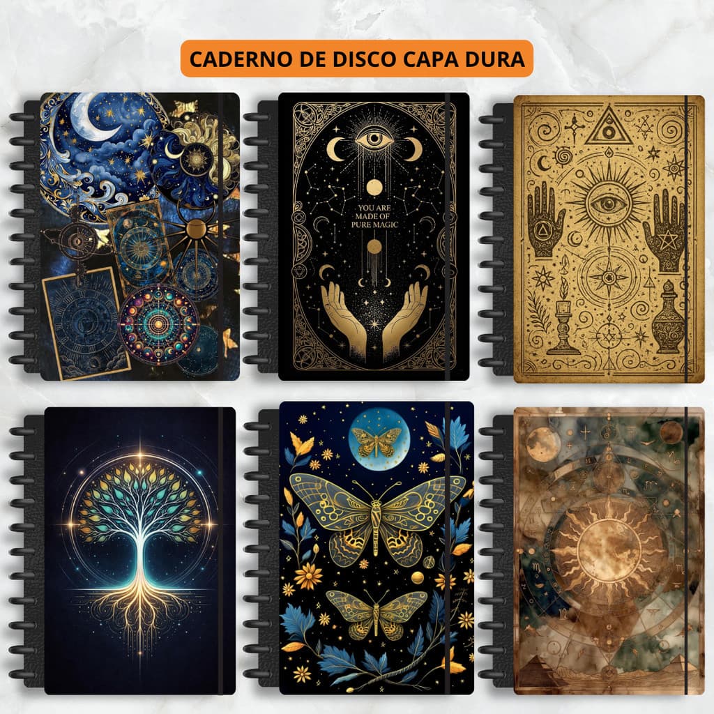 Caderno de Disco Inteligente Místico Borboletas Personalizado Capa Dura Universitário