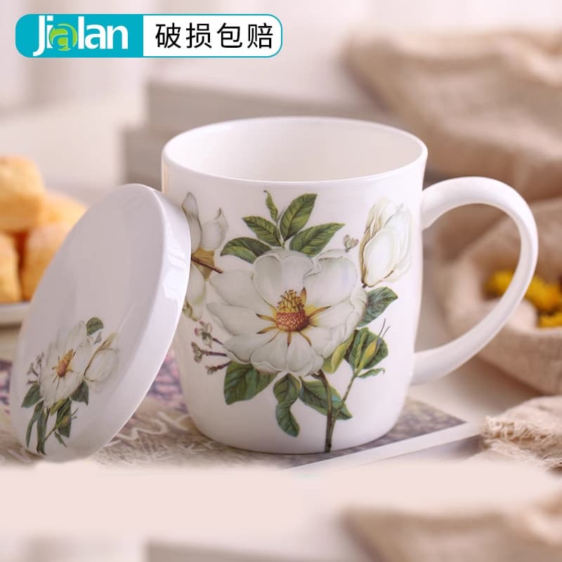 Bone China caneca cerâmica copo de água com tampa copo de cerâmica xícara de chá escritório beber copo simples estudante