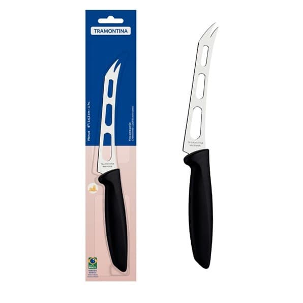 Faca de Queijo Tramontina Plenus 6” Lâmina Aço Inox Cabo de Polipropileno Preto Original