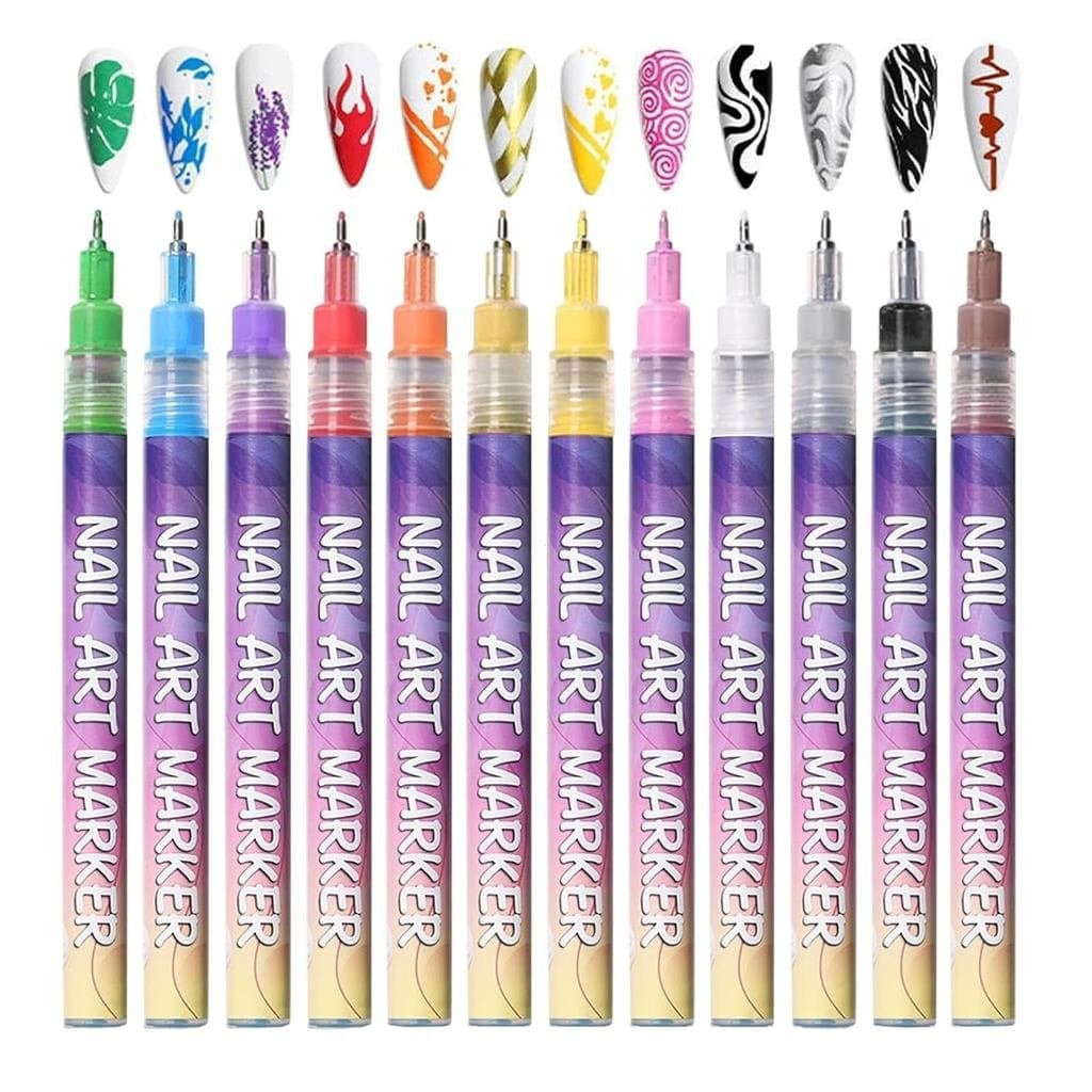Canetas de esmalte, almofadas anti-manchas de secagem rápida, conjunto de 12 peças, conjunto de canetas de esmalte em ge