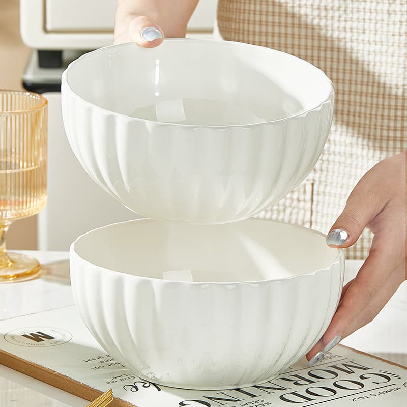 Tigela grande de cerâmica para macarrão, tigela de sopa de macarrão espessada aprofundada para uso doméstico, 20cm, 4 Un
