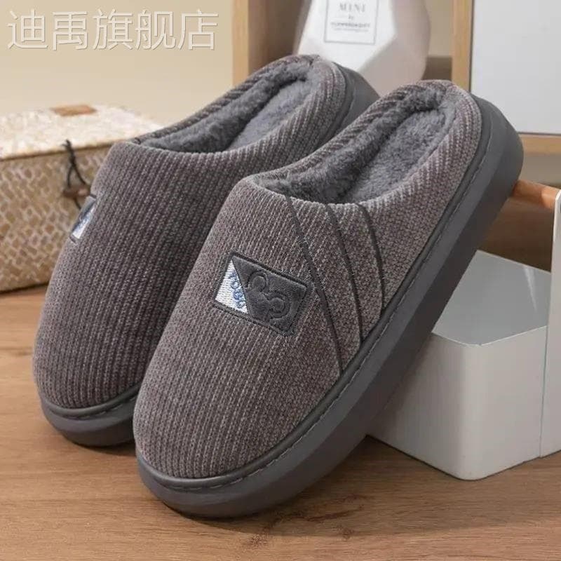 Chinelos de algodão masculino tamanho grande 46 quente silencioso 2024 inverno interior chinelos de lã doméstico antider