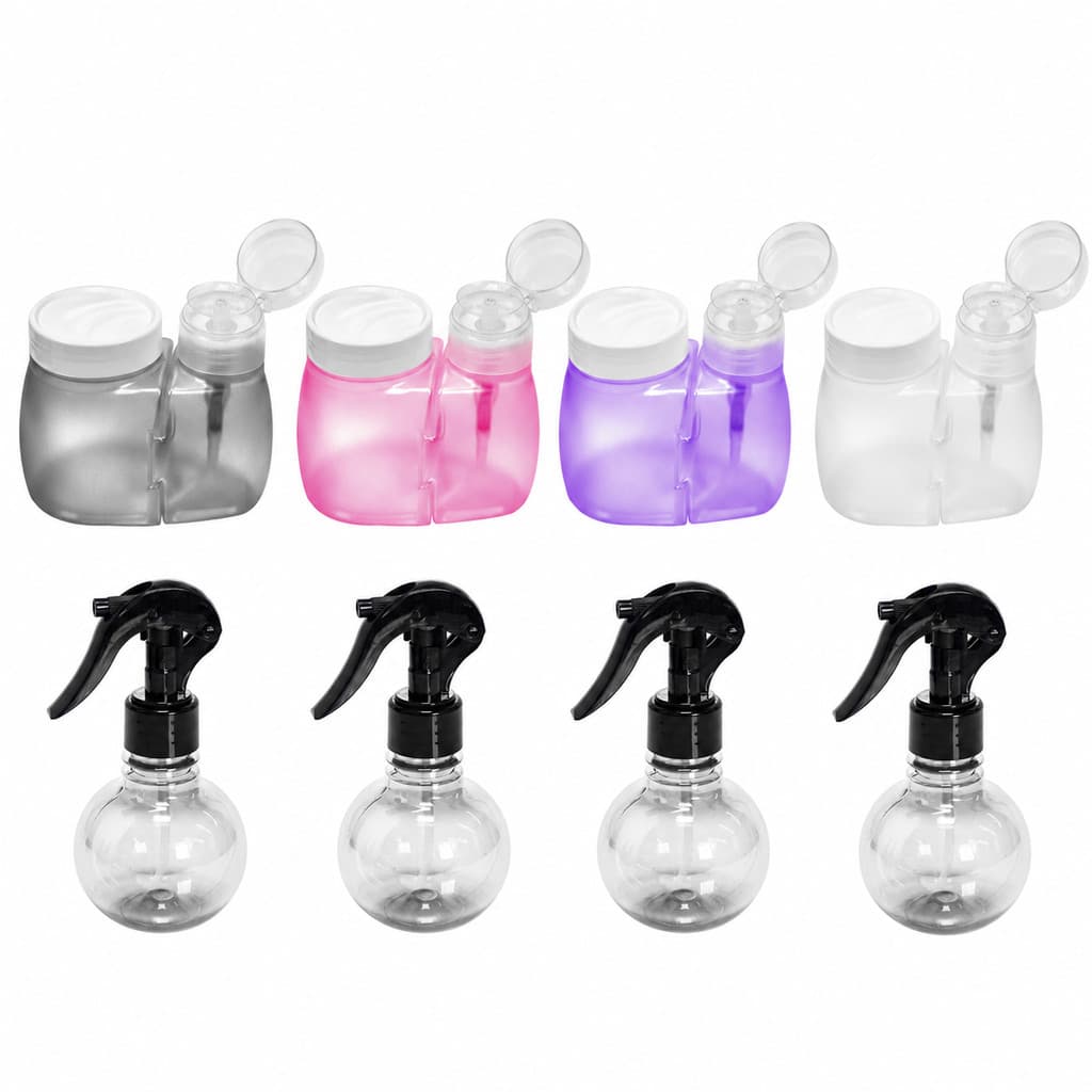 Dosador Pump 130 ml/ Porta Algodão + Spray Bolinha 180 ml