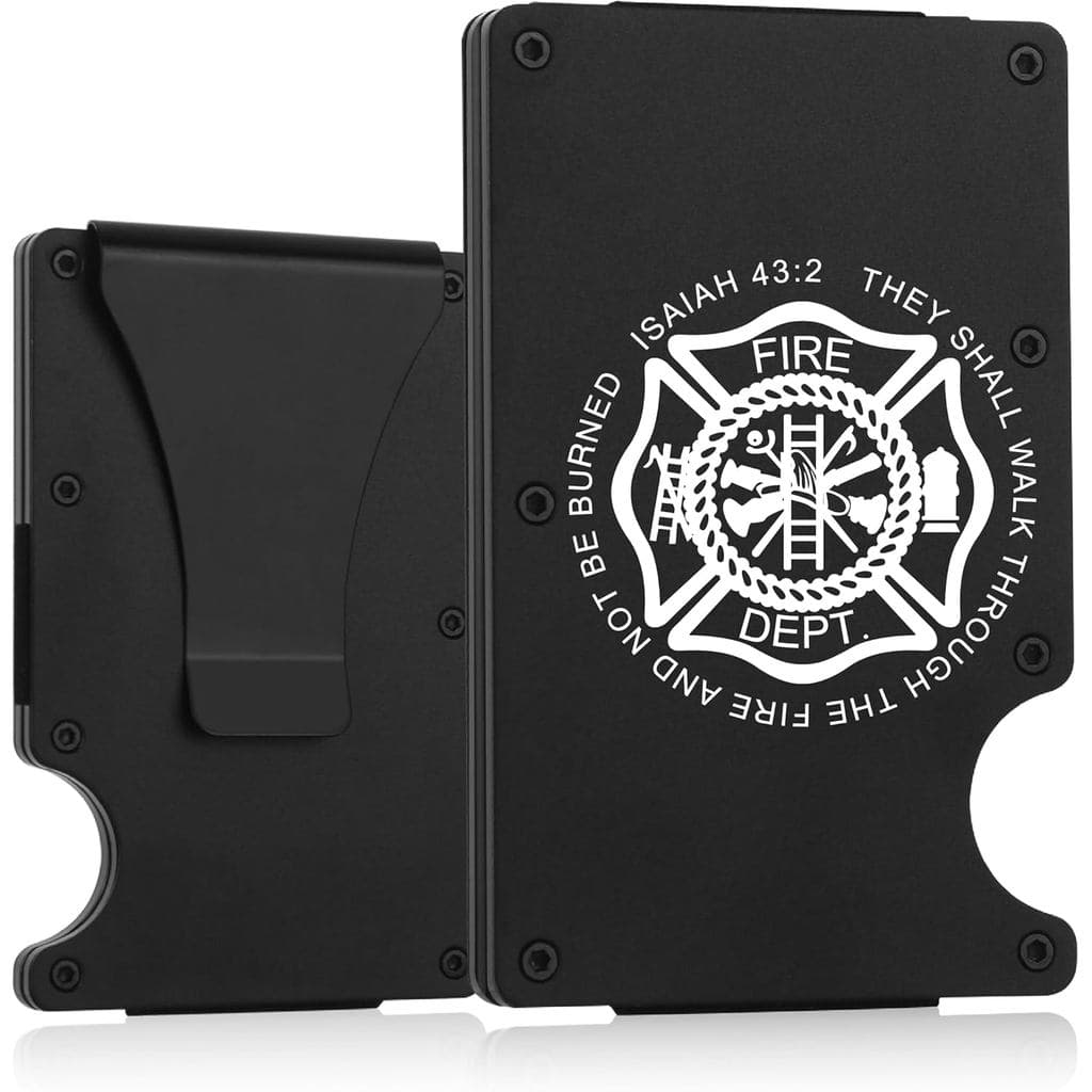 Presentes para Bombeiros, Carteira de Metal Minimalista Personalizada com Gravação de Oração para Bombeiros, Carteira Sl
