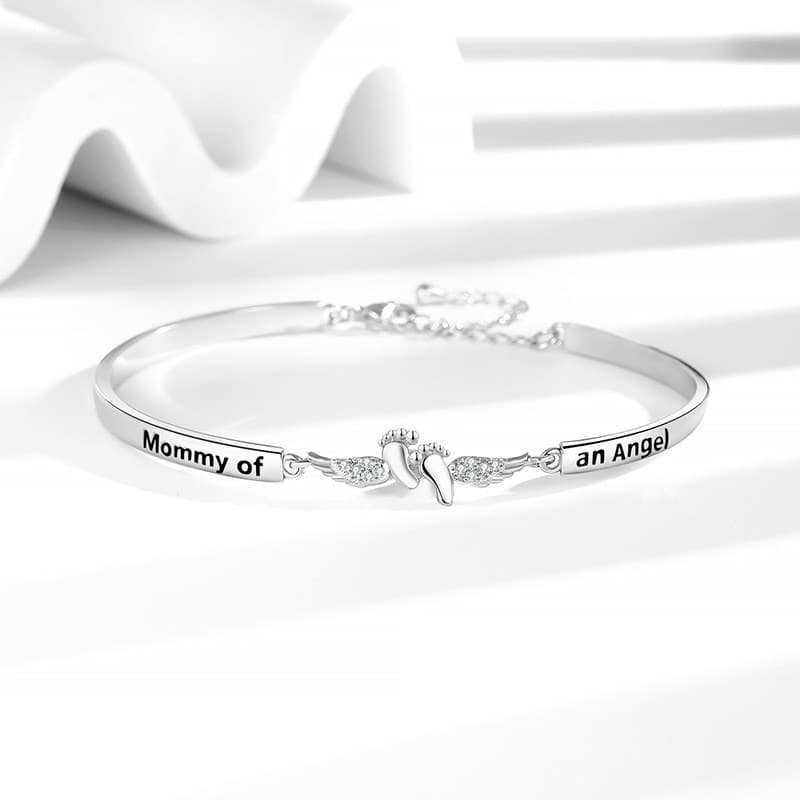 Pulseira para o Dia das Mães, Pulseira com Asa e Pegada, Pulseira da Moda, Memorial de Anjo para Mulheres YV66