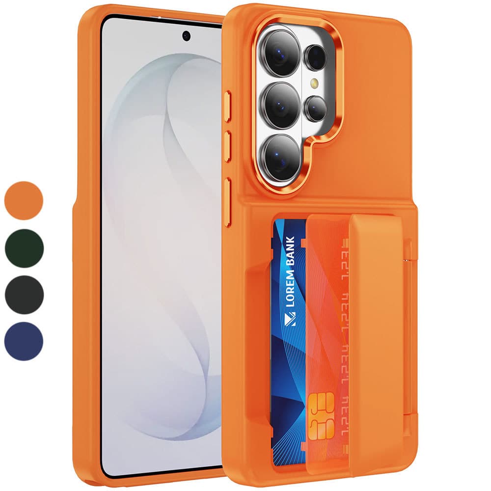 Kickstand Flip 2 Porta-Cartões Slot Carteira Capa Proteção RFID Híbrida Rígida De Telefone À Prova De Choque Para Samsun