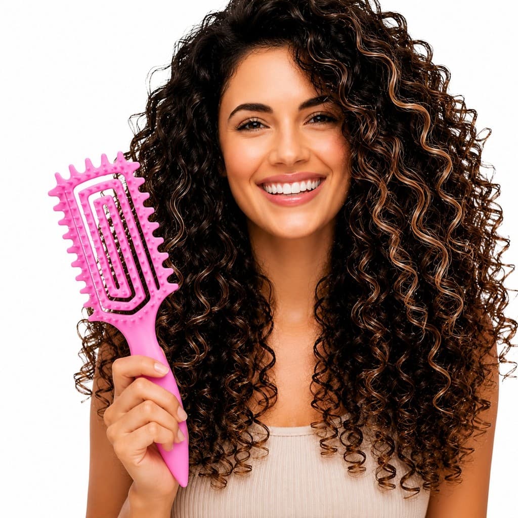 Escova De Fitagem Flexivel Para Cabelos Cacheados E Crespos Anti Frizz Fitabrush