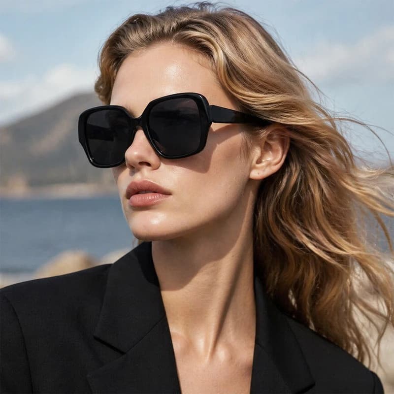 2026 Moda Grande vintage retro Óculos De Sol Para Mulheres Senhoras Grandes oversized Quadrado Protetor Solar Guarda-Fem