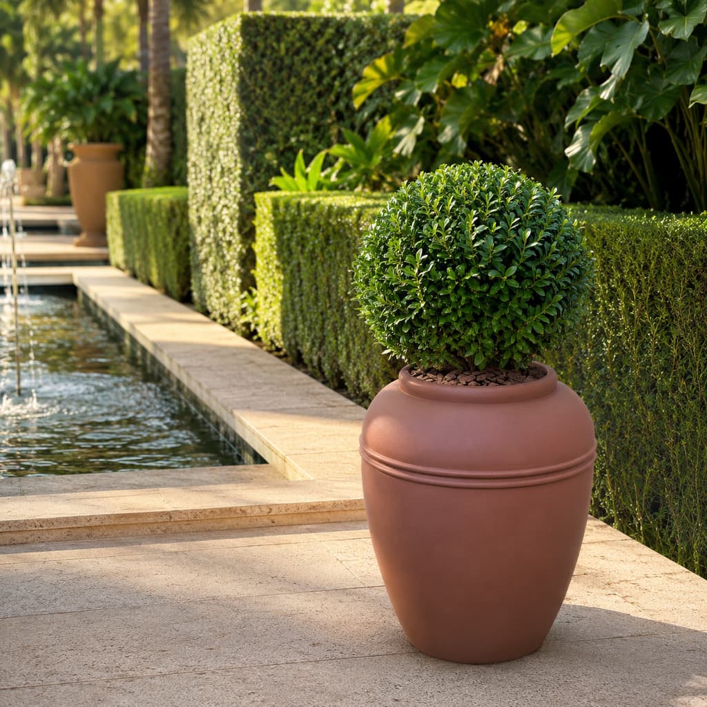 Vaso Decorativo Persa Polietileno Redondo Terracota para Jardim 62 Alt