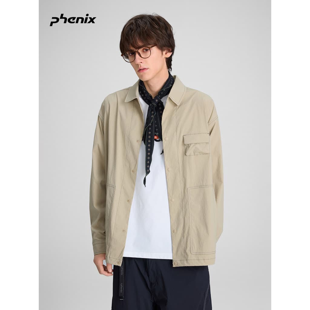 +fenix Phoenix Camisa de manga comprida masculina feminina solta respirável ao ar livre camisa repelente de água jaqueta