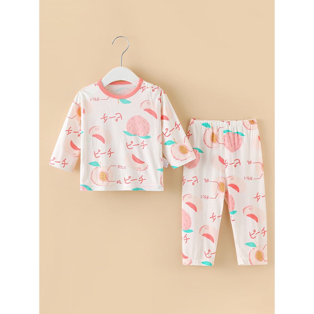 Bebê bebê princesa pulôver de fibra de bambu estilo fino verão manga comprida ar condicionado terno dividir roupas infan