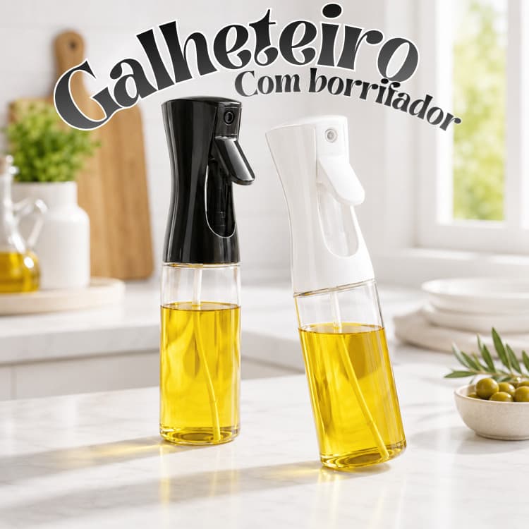 Spray Borrifador Dosador Galheteiro 2 em 1 Azeite Vinagre Oléo Modelo Vidro Cozinha