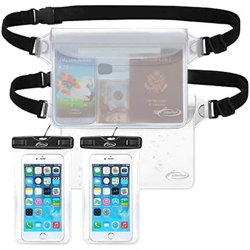 Conjunto De Pochete À Prova D'água AiRunTech IPX8 | 2 Bolsas De Cintura + Para Telefone , Bolsa Seca Atualizada Adequada