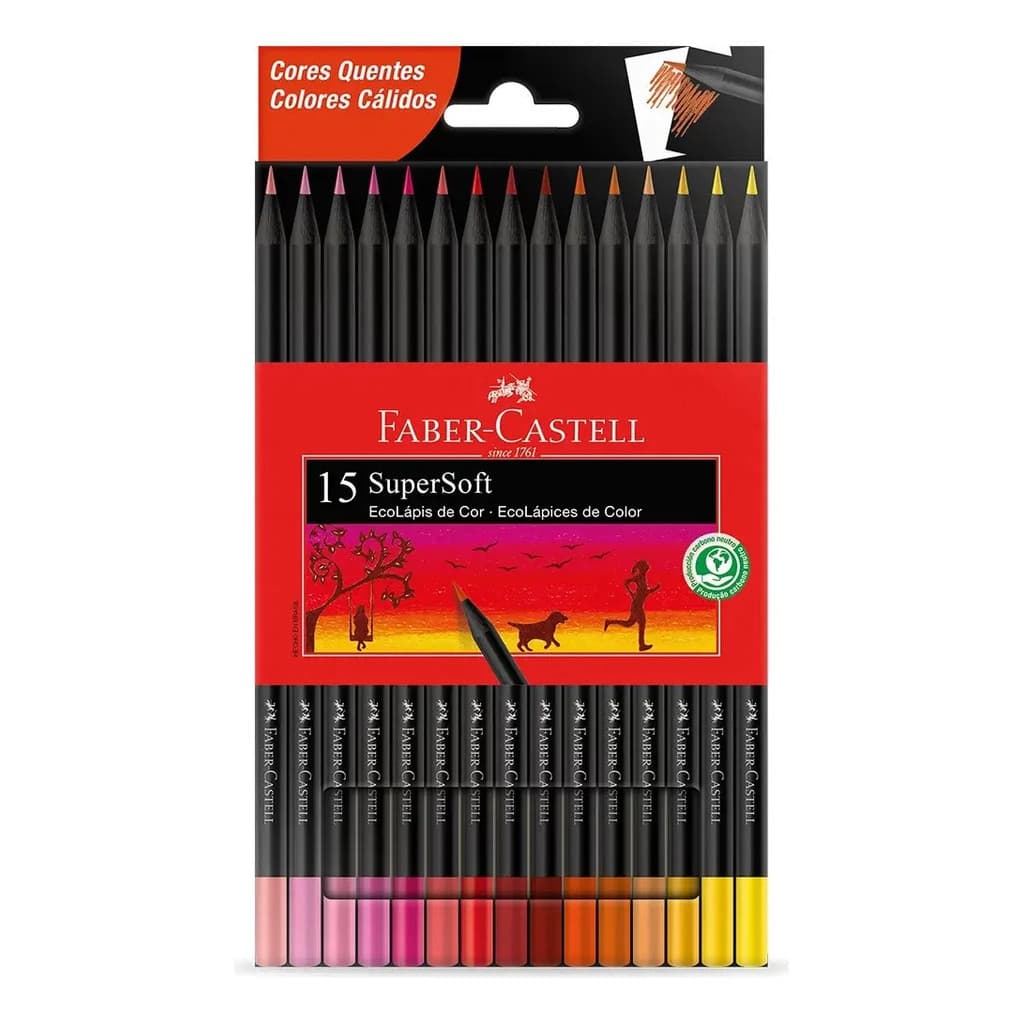 Lapis De Cor Supersoft 15 Cores Quentes Faber-castell
