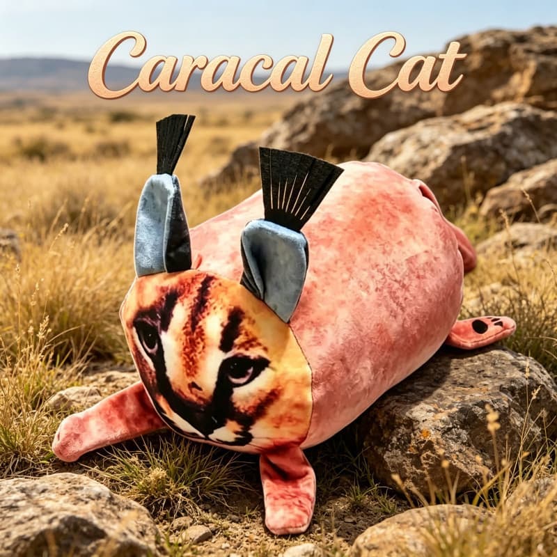 Almofada de Pelúcia Gato Caracal - Brinquedo de Pelúcia Grande e Macio