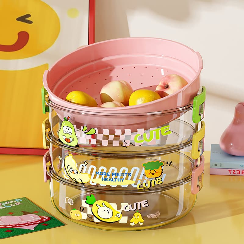 Bandeja de drenagem de camada dupla doméstica caixa de armazenamento de alto valor dopamina Takeaway cesta de frutas red