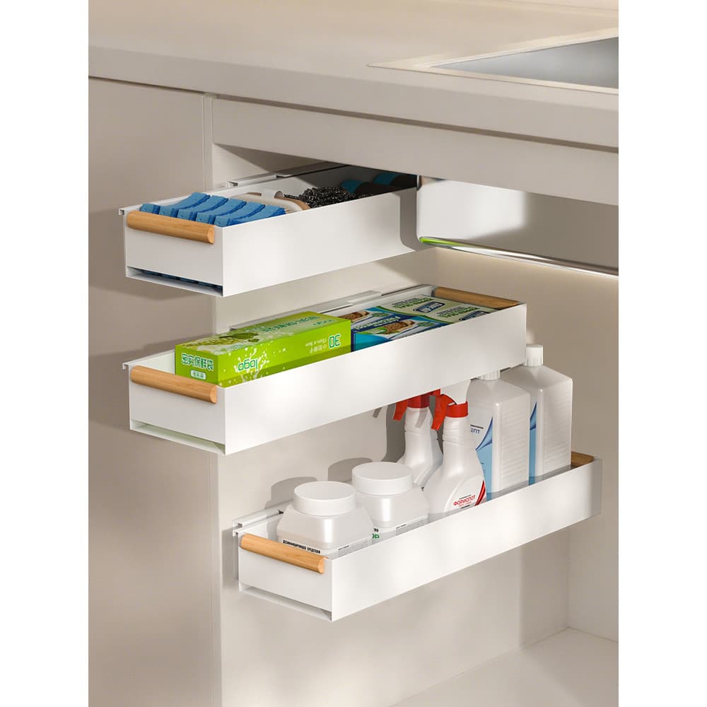 Prateleira lateral pull-out Ultra-estreito armário puxar cesta cozinha Slot gaveta caixa de armazenamento embutida pia d
