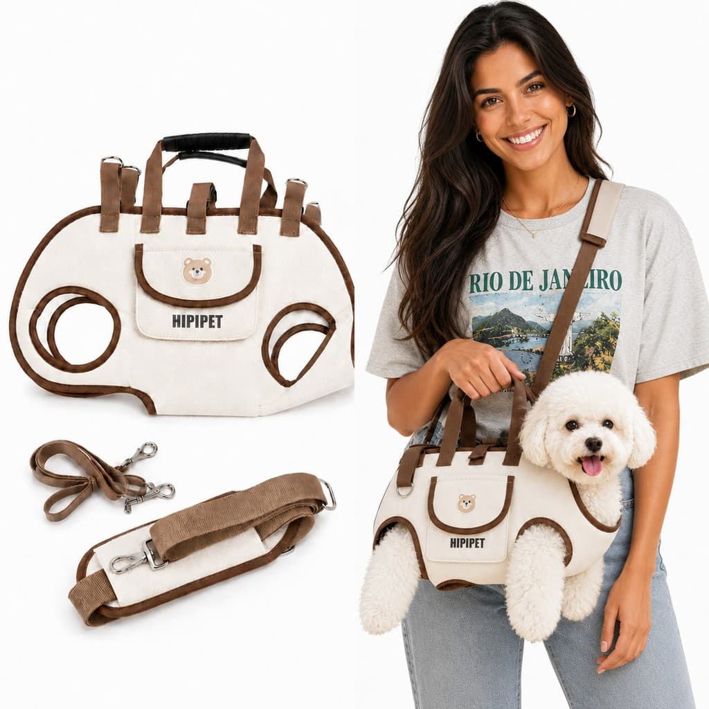 Mochila Horizontal Portátil para Cães e Gatos, com Guia e Respirável