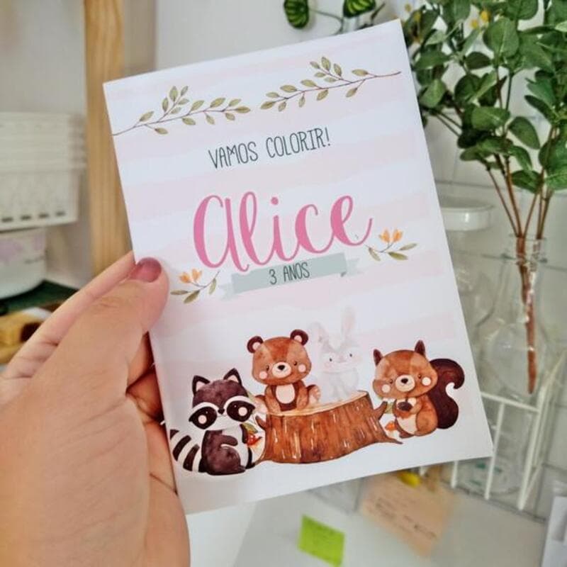 Revistinha de Colorir Personalizada 10x15 | Lembrancinha Infantil | Bosque Encantado | Floresta Fazemos Todos os Temas