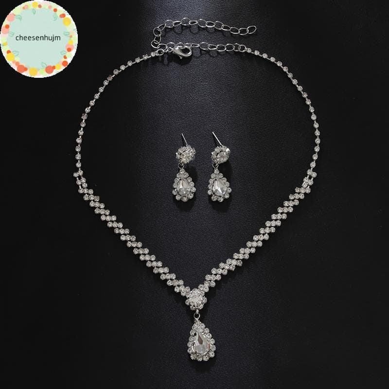 cheesenhujm Moda Simples Gota De Água Cristal Strass Nelace Brincos Para Mulheres Casamento Noiva Luz Luxo Conjuntos Jói