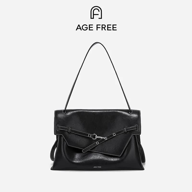 AGE FREE Sacola Tote Couro Encerado 37cm p/ MacBook Feminina
