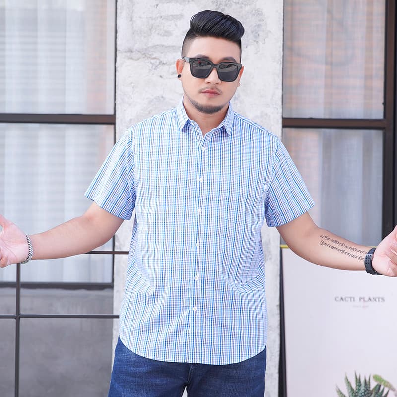 Plus size masculino camisa de manga curta gordura solta Casual mais gordura plus size gordo All-Match mais camisa gorda