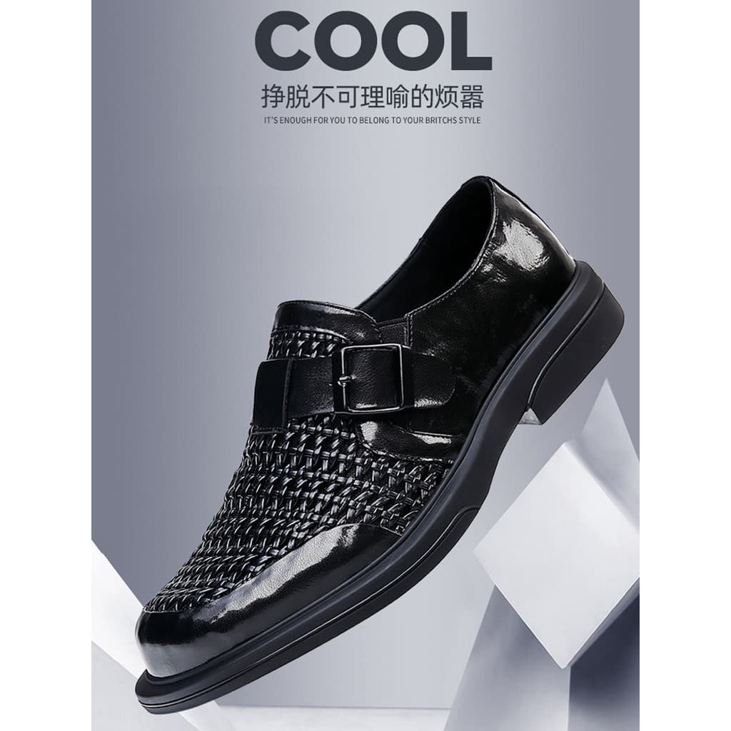 Verão couro genuíno oco sapatos de couro dos homens britânico Formal Wear negócios Casual Derby sapatos sola macia respi