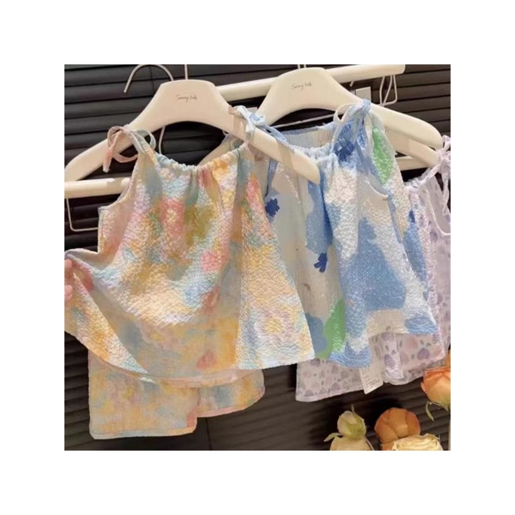 Roupas de bebê roupas de bebê verão estilo fino pintura a óleo estilo meninas estilo ocidental estilingue Culottes divid