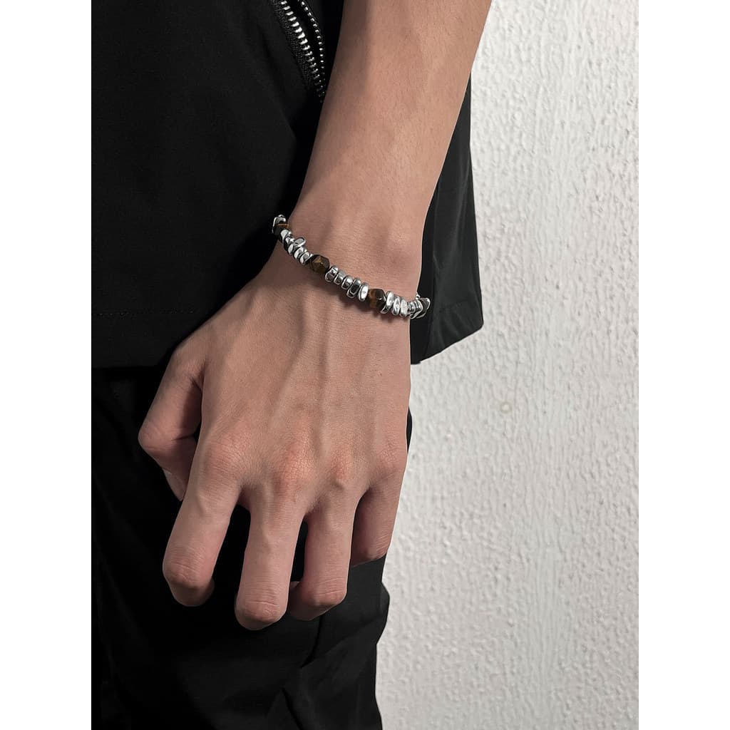 pulseira masculina pulseira Pulseira de aço titânio com costura moderna masculina retrô de nicho