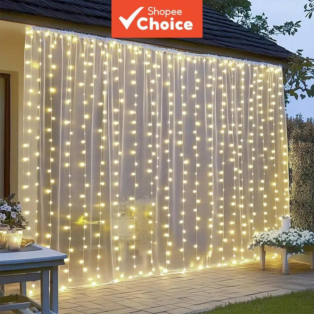 Luzes de Cortina LED USB para Exterior com Controle Remoto, 8 Modos, Guirlanda, Decoração para Casamento, Quarto,