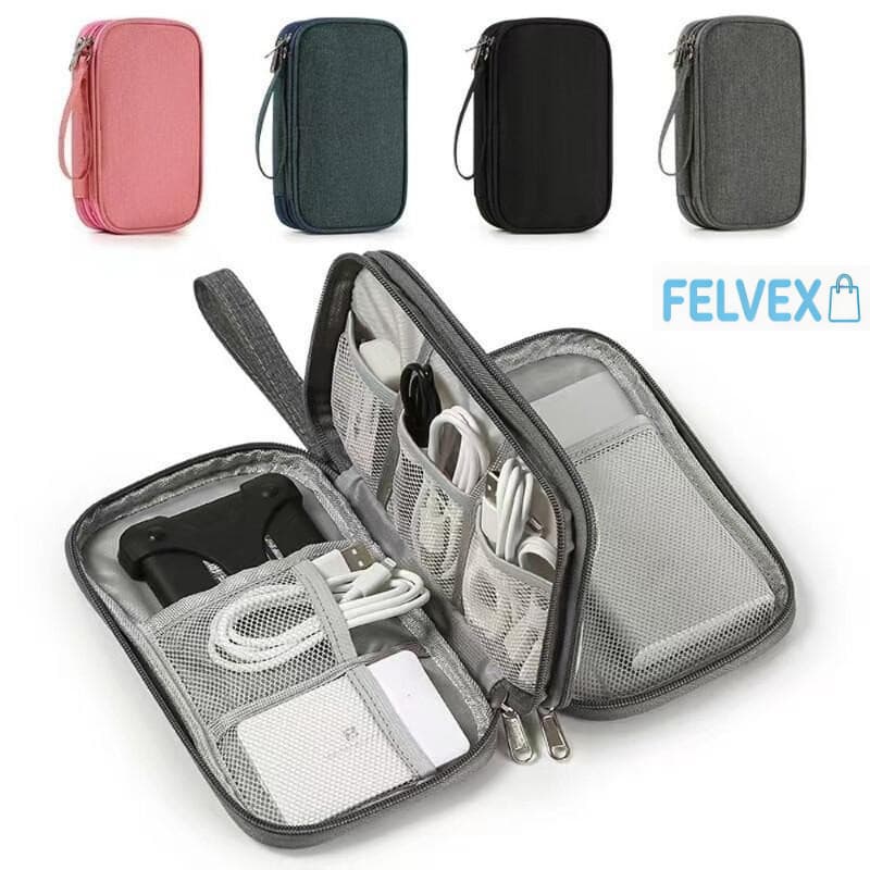[FEL] Estojo Portátil para Carregadores, Cabos USB e Fones, Anti-choque e Compacto, Várias Cores