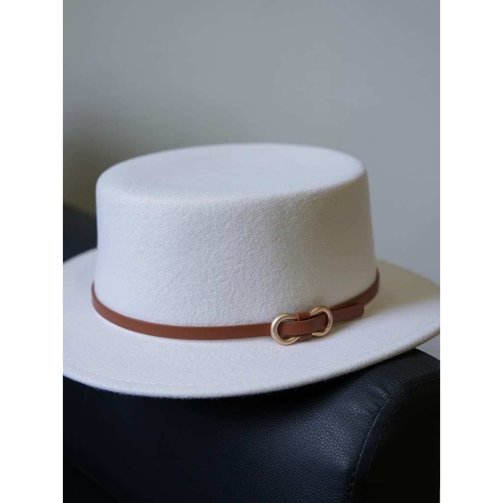 Minimalista High-End Super delicado All-Match camelo lã pura artesanal chapéu superior plano outono inverno moda Casual