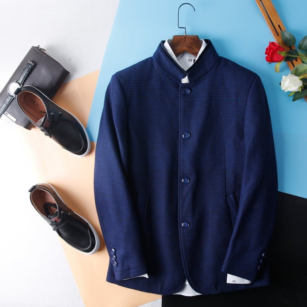HL35165 Niu bens série elegante masculino juventude outono inverno gola de lã casaco curto jaqueta Chuck casaco