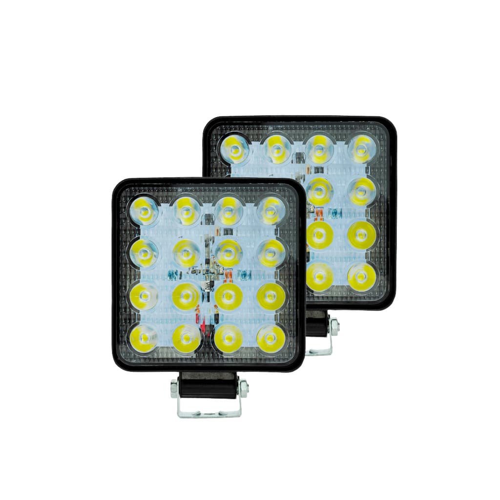2x Farol De Milha 16Leds 42w 12v/24v Quadrado Off-road 6000k Universal