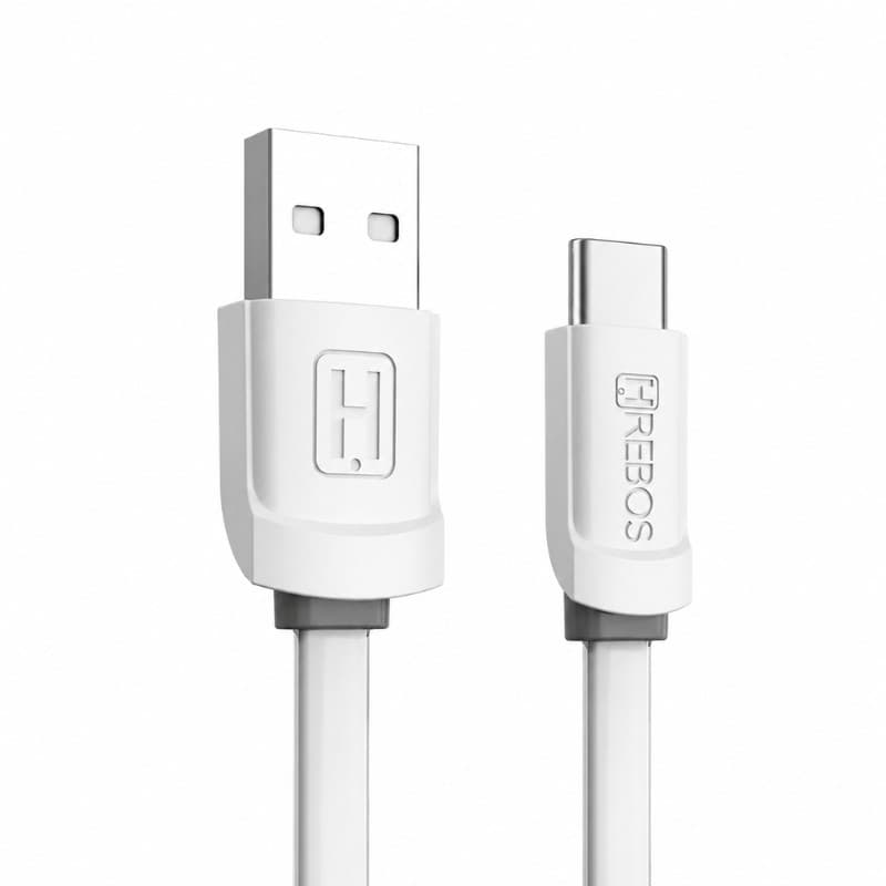 Hrebos Premium Cabo Turbo Flat Standard CB-057C PureLink USB para Type-C | 1,2 Metros | Carregamento Turbo | Transmissão