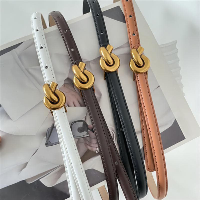 Cinto De Couro Trançado Fino Da Moda Feminina Para Vestido Com Fivela 26 Mm QW