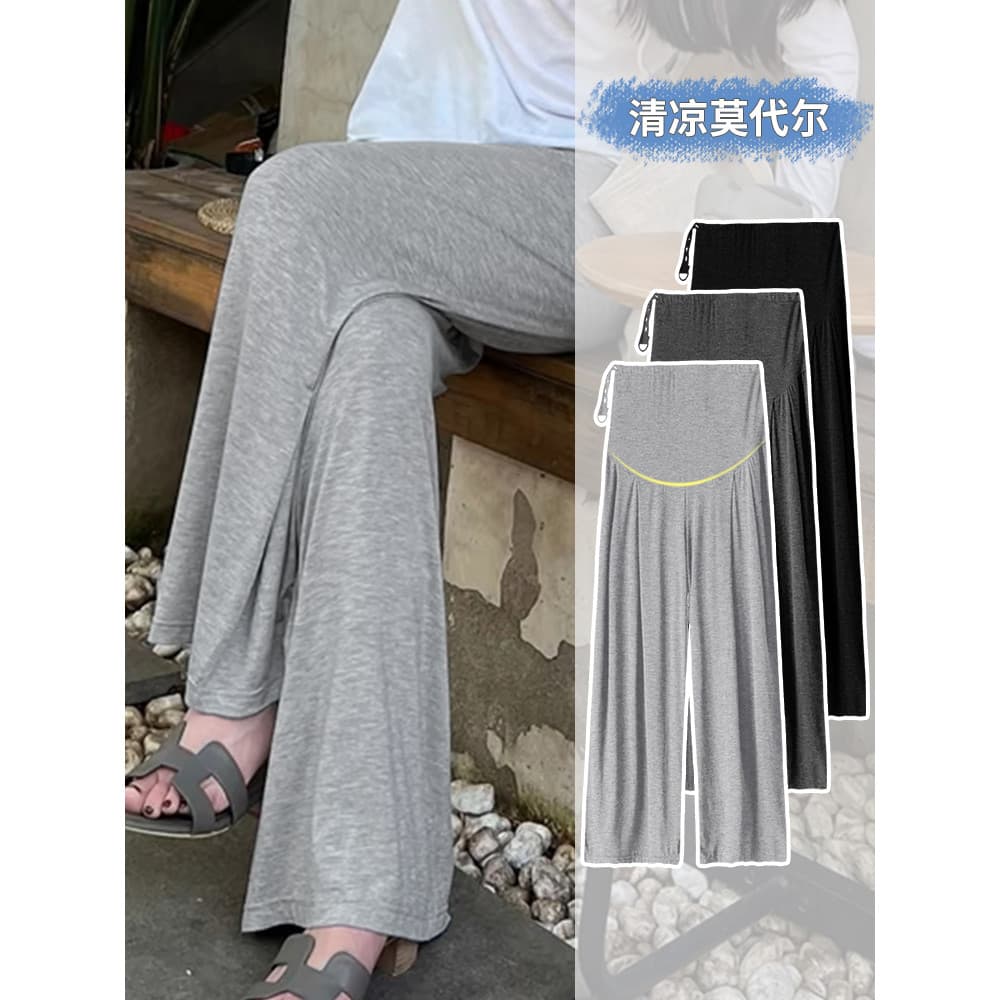 Calças de maternidade verão estilo fino exterior usar calças de tamanho grande verão calças de perna larga Modal Legging