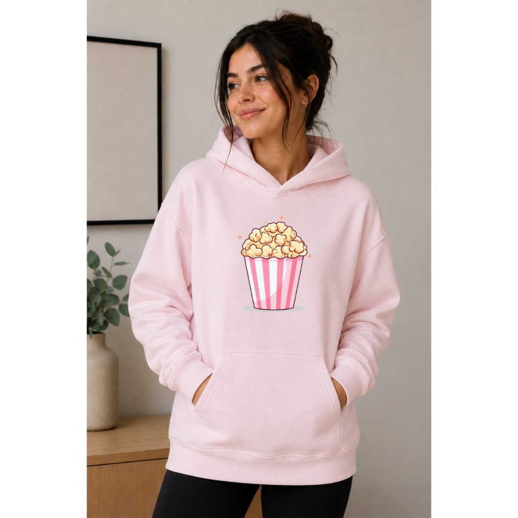Moletom Feminino Canguru Pipoca Blusa De Frio Delicada Confortável Casaco Flanelado Envio Rápido