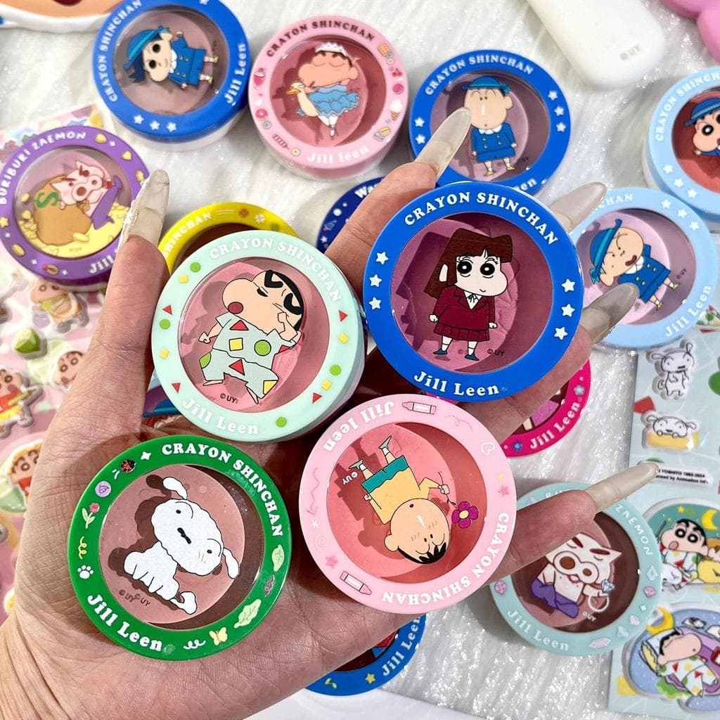 Yi Mengling Mesmo Estilo JILL LEEN Crayon Shin-Chan Soft Mist Blush Baking Destaque Iluminador Blush Azul Blush Roxo 18