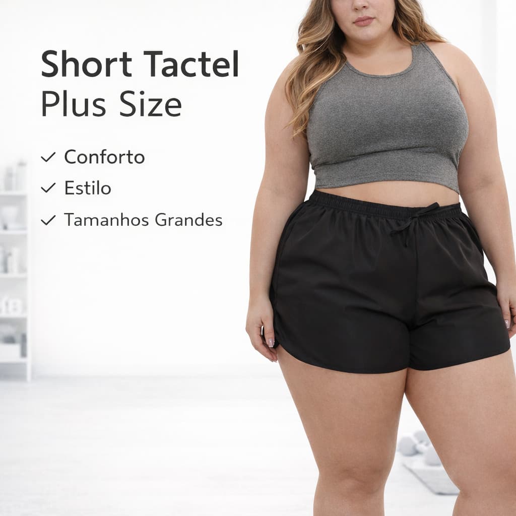 Short Plus Size Tactel Feminino Levinho Liso para usar em Academia Praia Shortinho