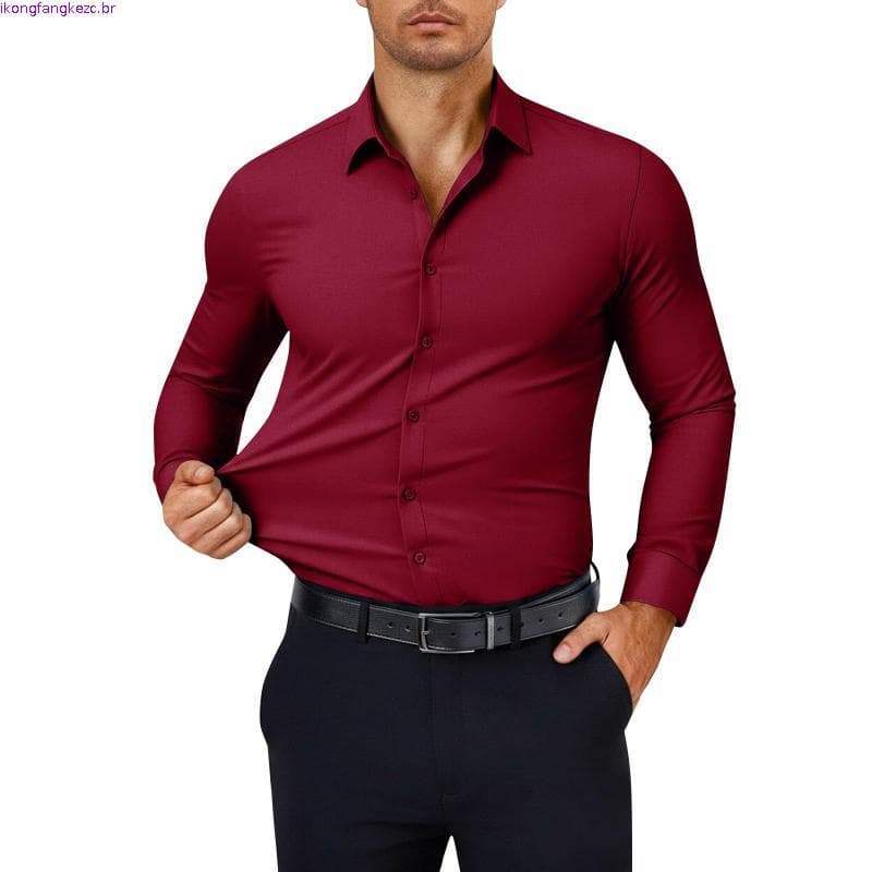 Kit 4 Csa Social Masculina Plus Size Manga Longa Csa Masculina Social Extra Grande Elastano Não Amassa