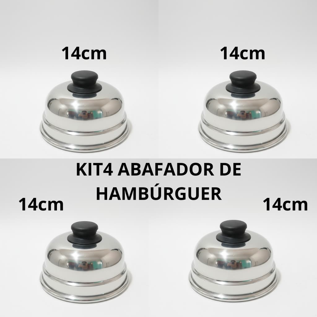 KIT 4 Abafador de Hambúrguer em Alumínio Resistente,com puxador em Plástico