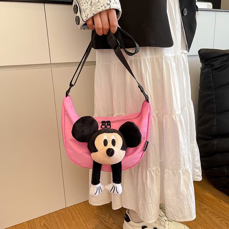 Crianças mensageiro bolinho saco 2025 novo estilo versão coreana boneca Mickey bolsa de ombro meninas leve viagem lanche
