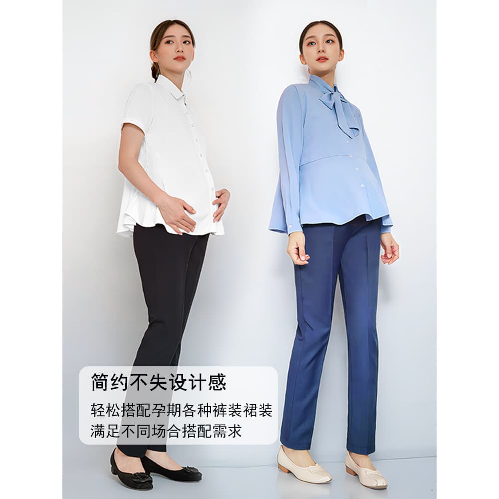 Camisa de maternidade entrevista Wear profissional trabalho macacão Workwear topo Chiffon capa barriga rendas solto cami