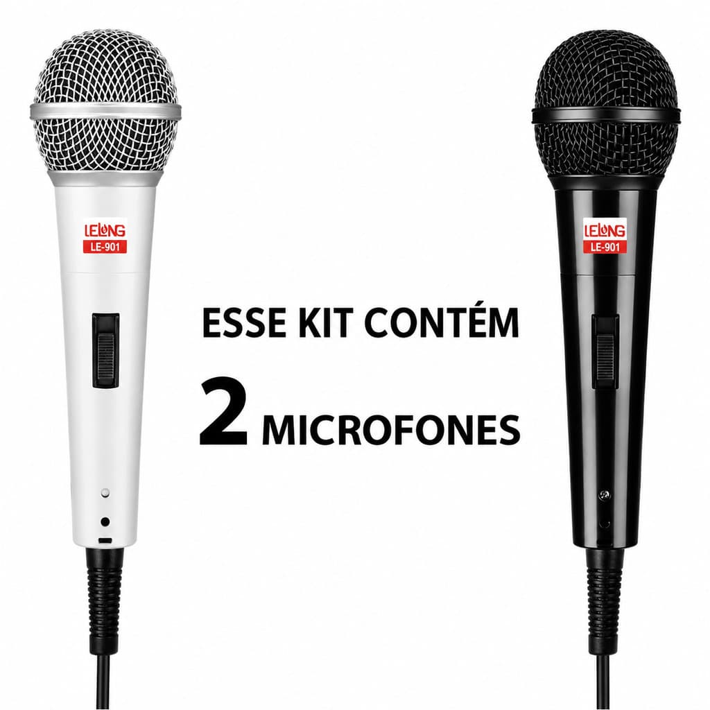 Kit 2 Microfones Profissionais Dinâmicos TOMATE MT-1028 P10 – Preto/Cinza