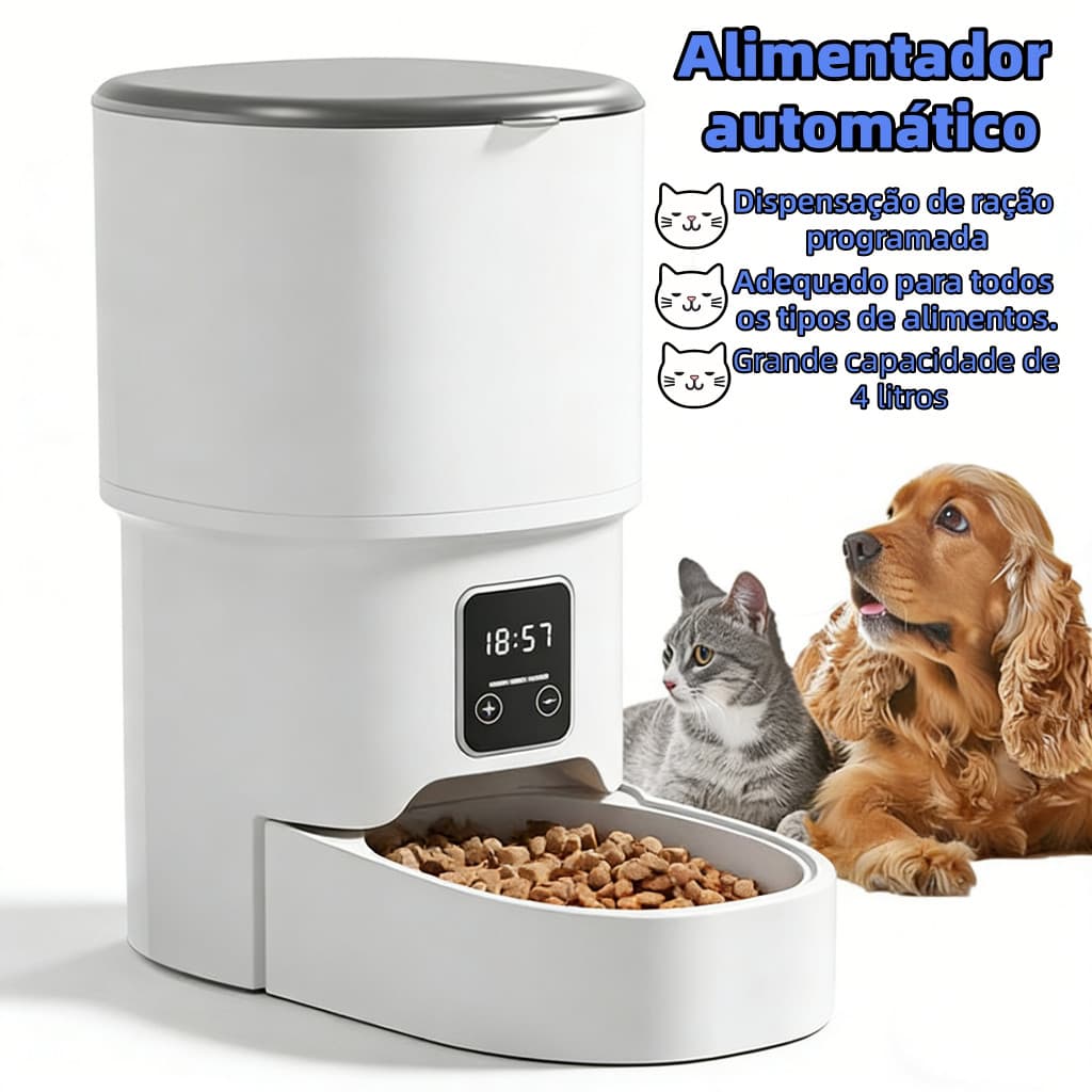 Alimentador Pet Tigela De Aço 4L Inteligente Automático Dispensador de Comida para Gatos