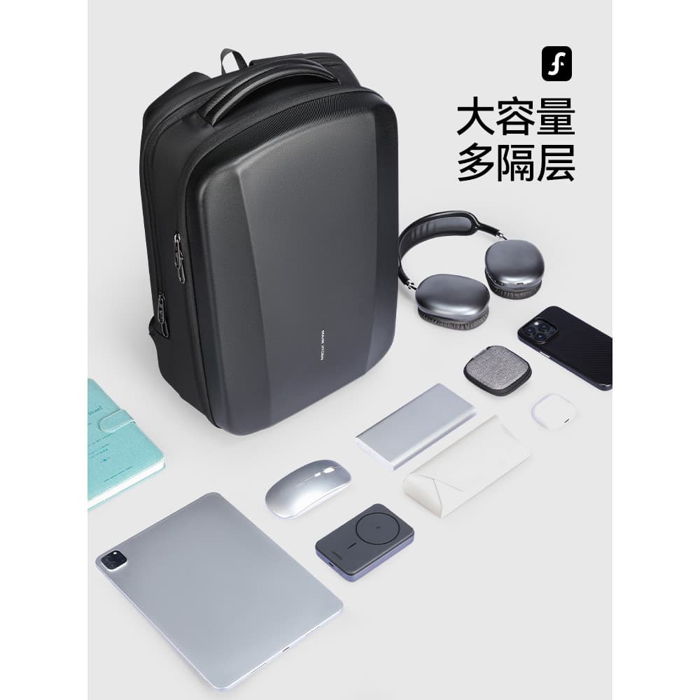 Marco Laden Hard Shell Mochila Masculina Grande Capacidade Bolsa para Computador Portátil Bolsa de Viagem Textura de Par
